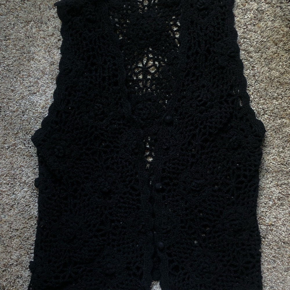 Black Crochet Vest